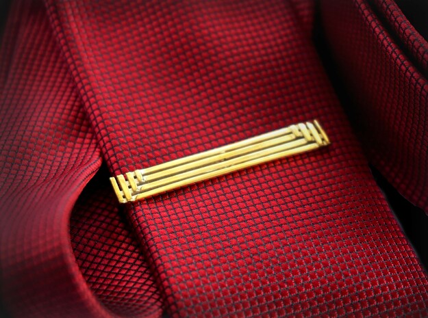 Geometric Art Deco Tie Clip in Polished Brass: Small