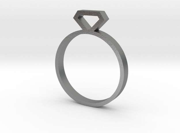 Diamond Ring in Natural Silver