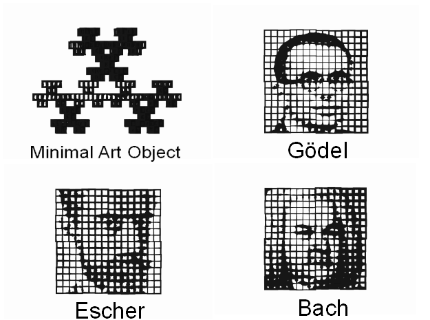 Gödel, Escher, Bach: 3 faces in a Minimal Object in Black Natural Versatile Plastic