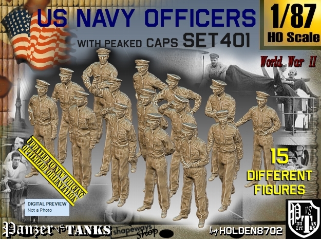 1/87 USN Officers Set401 in Tan Fine Detail Plastic