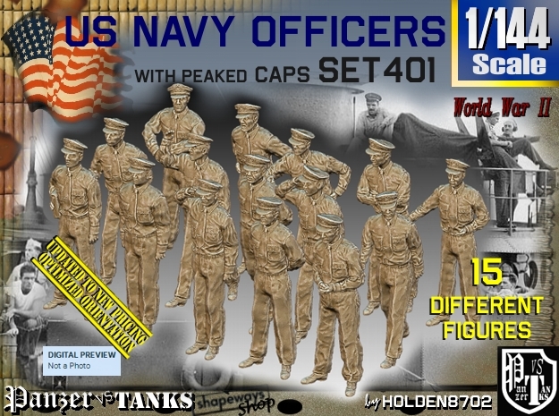 1/144 USN Officers Set401 in Tan Fine Detail Plastic