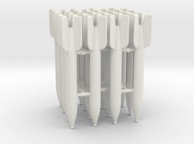 Set of 16 M-13 Rockets for Katyusha 1:24 scale in White Natural Versatile Plastic