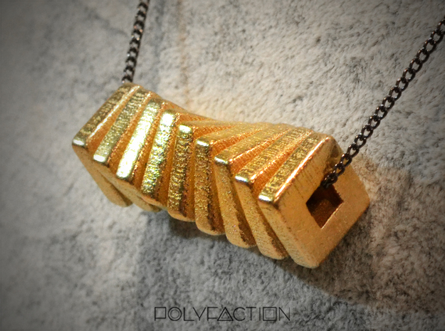 polyNINE ::: Square Pendant ::: v.01 in Polished Gold Steel