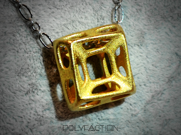 Nest ::: Square Pendant ::: v.01 in Polished Gold Steel