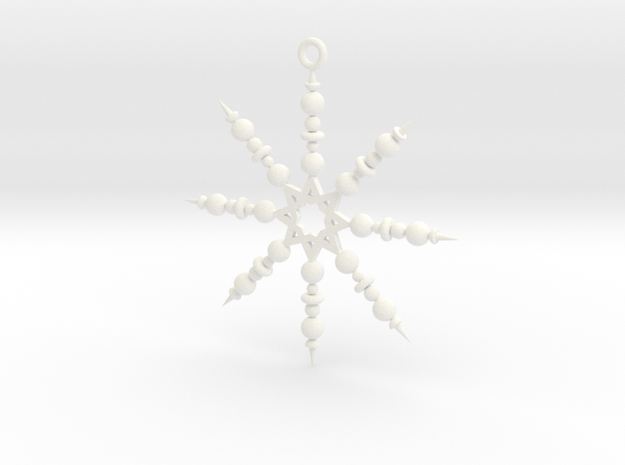Beaded Snowflake Ornament in White Processed Versatile Plastic