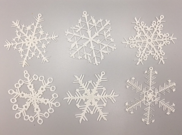 Organic Snowflake Ornaments - Stack of 6 in White Natural Versatile Plastic