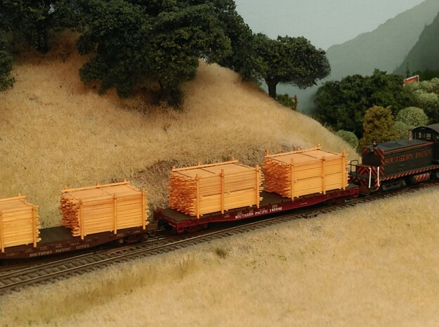 28 Lumber Loads!! N Scale: Outfits 14 Flats & Gons in Tan Fine Detail Plastic