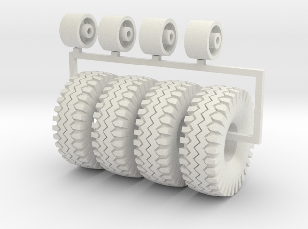 1/50 Wagon wheel and big off road tires in White Natural Versatile Plastic