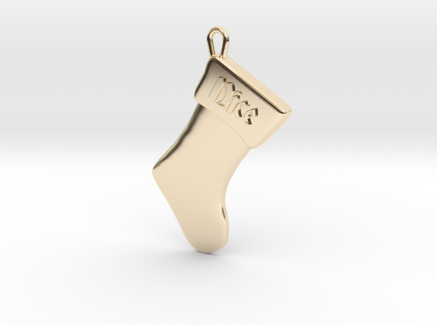 "Nice" Christmas Stocking Pendant in 14k Gold Plated Brass