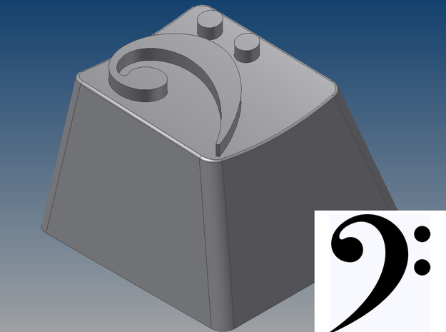 Bass Clef Keycap (R4, 1x1) in White Natural Versatile Plastic