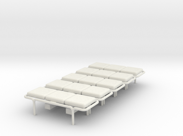 MOF Bench - 3 Cushion(5) - 72:1 Scale in White Natural Versatile Plastic
