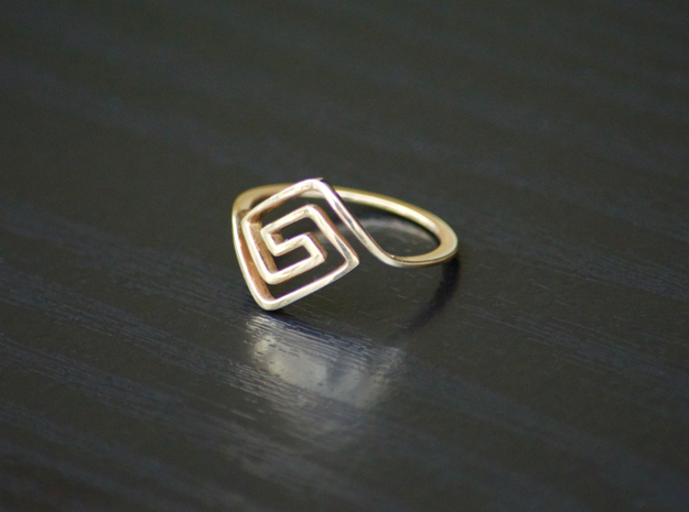 Square Spiral Ring in Polished Bronze: 7 / 54