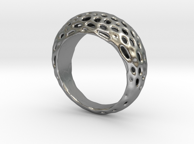 Ring Voronoi "Extravagaza"  #1B  in Natural Silver
