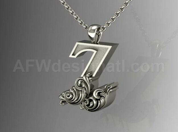 Scroll Letter Z – Initial Pendant in Fine Detail Polished Silver