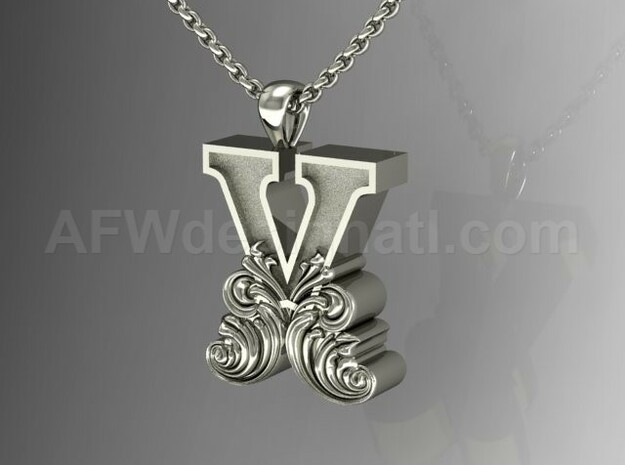Scroll Letter X – Initial Letter Pendant in Fine Detail Polished Silver