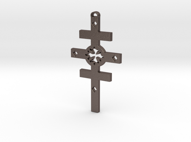 Occidental Cross of the Logos in Polished Bronzed Silver Steel