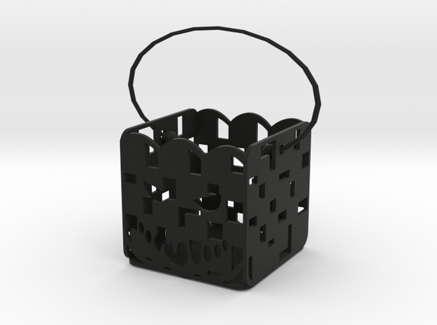 Square pumpkin basket in Black Natural Versatile Plastic
