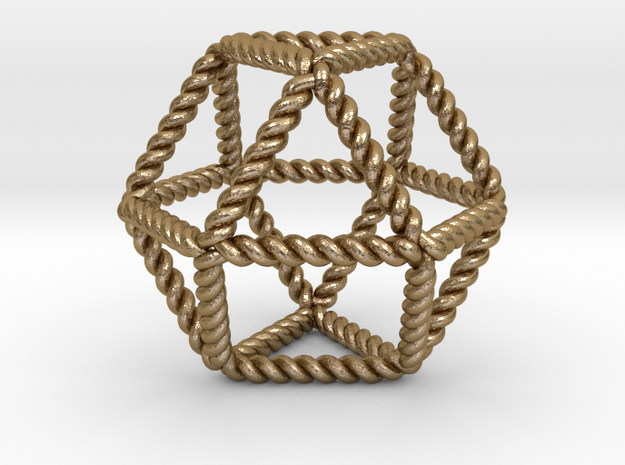 Twisted Cuboctahedron RH 2" in Polished Gold Steel