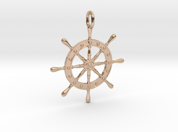Boat Steering Wheel in 14k Rose Gold Plated Brass