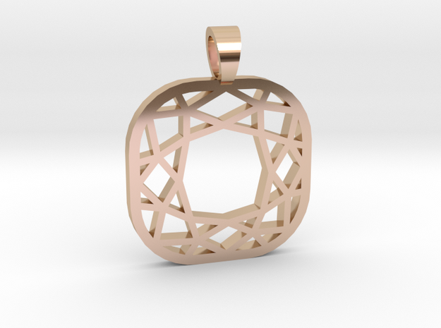 Cushion cut [pendant] in 14k Rose Gold Plated Brass