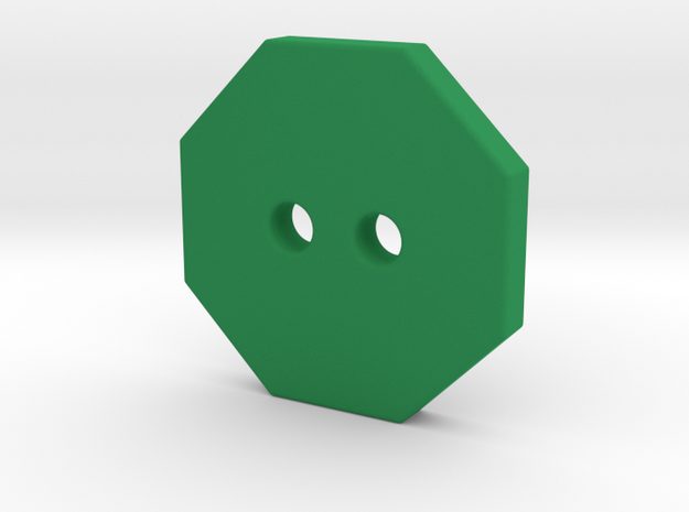 Octagonal Button 1 in Green Processed Versatile Plastic
