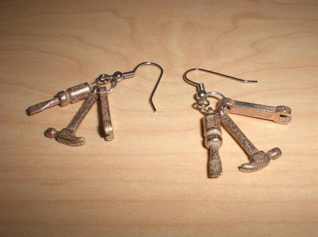 Tool Charms in Polished Bronzed Silver Steel