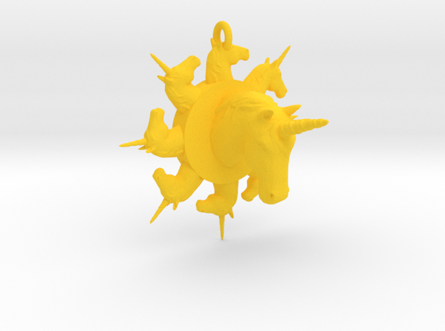 many unicorn pendant extra large in Yellow Processed Versatile Plastic