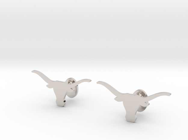 Texas Longhorns Cufflinks, Customizable in Rhodium Plated Brass