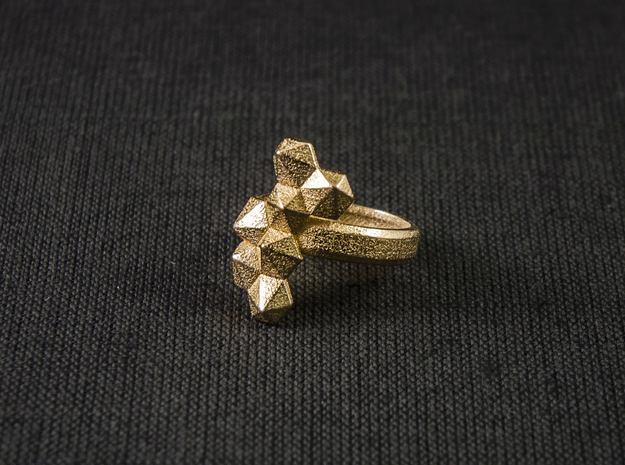 Hex Cluster Ring in Polished Gold Steel