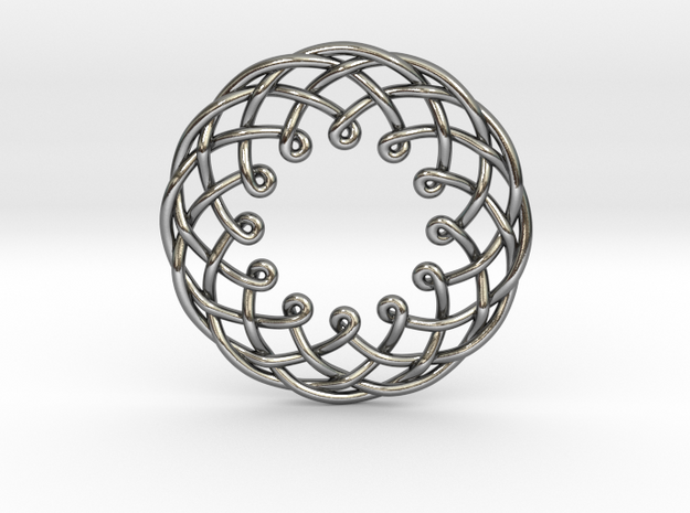 12 Woven Pendant 1.25" in Polished Silver