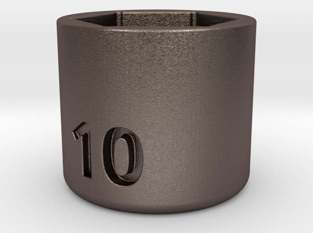 Ultra compact 10mm socket. Stainless steel. in Polished Bronzed Silver Steel