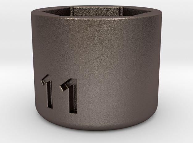 Ultra compact 11mm socket. Stainless steel. in Polished Bronzed Silver Steel