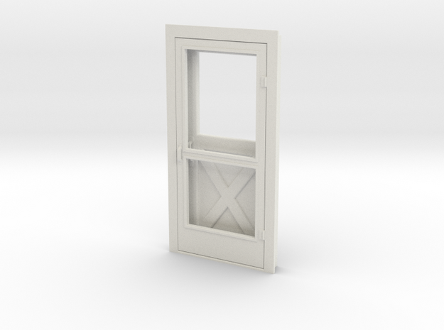 Door, Single with Screen, 39in X 82in, 1/32 Scale in White Natural Versatile Plastic
