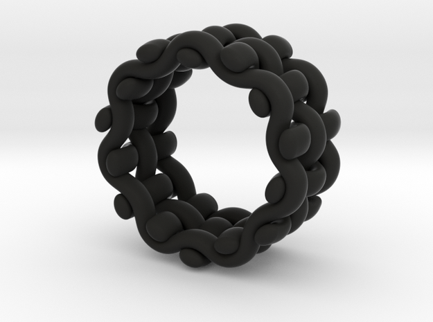 black statement ring wide band woven structure 