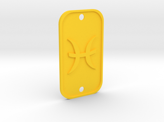 Pisces (The Fish) DogTag V1 in Yellow Processed Versatile Plastic
