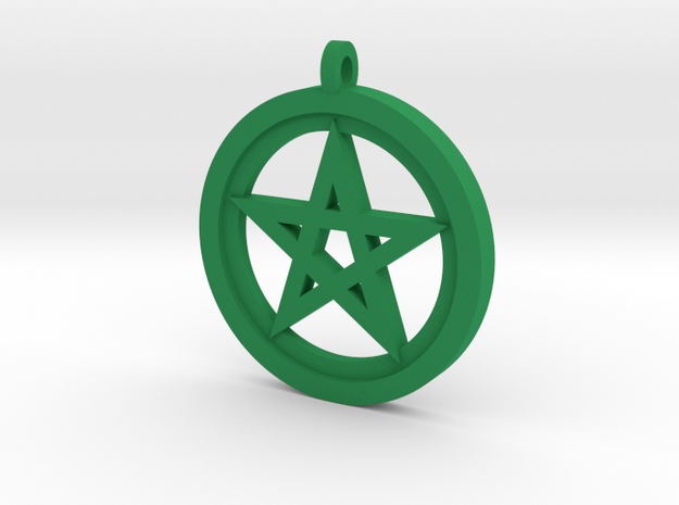 Rider-Waite Pentacle Pendant in Green Processed Versatile Plastic