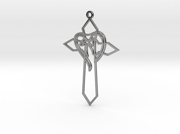 Personalised Heart Cross Earring in Fine Detail Polished Silver