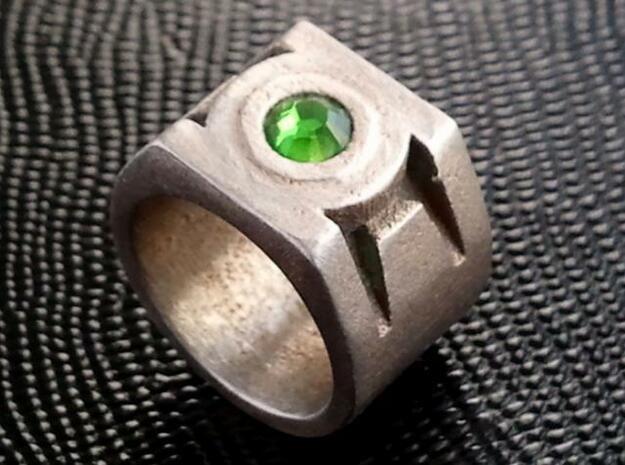 green lantern ring 20 55mm in Polished Bronzed Silver Steel