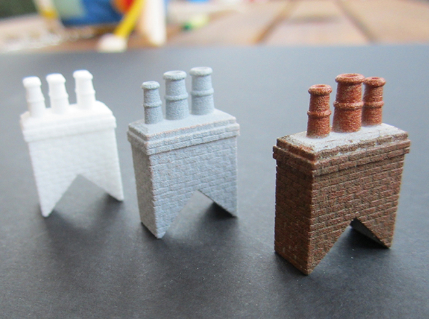 Chimney Types 1,2,3 & 4 OO Scale in White Natural Versatile Plastic