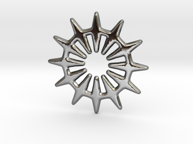 12 pointed star geometric base shape in Fine Detail Polished Silver
