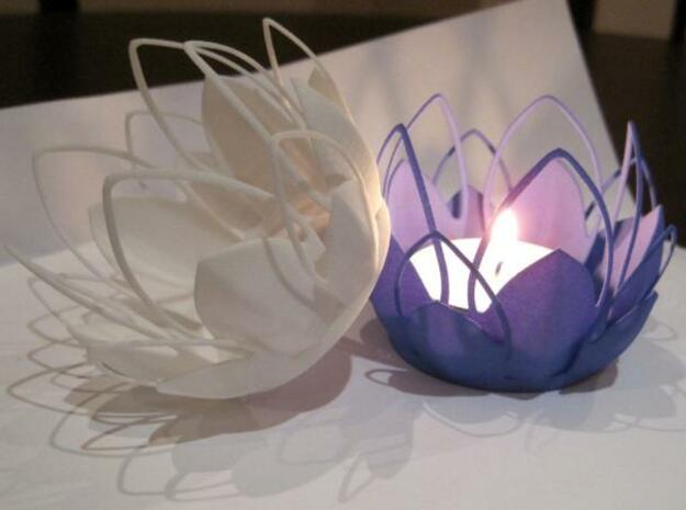 Tea-light - Flower in White Natural Versatile Plastic
