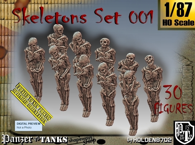 1/87 Skeleton Set001 in Tan Fine Detail Plastic