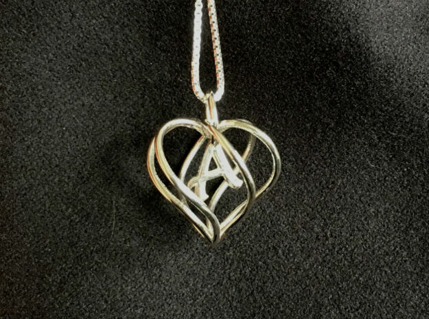 My Heart is Yours pendant, interlocking Initial A in Polished Silver (Interlocking Parts)