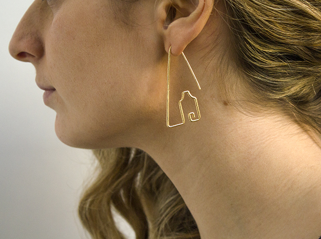 Amsterdam Canal Houses Earrings in Natural Brass