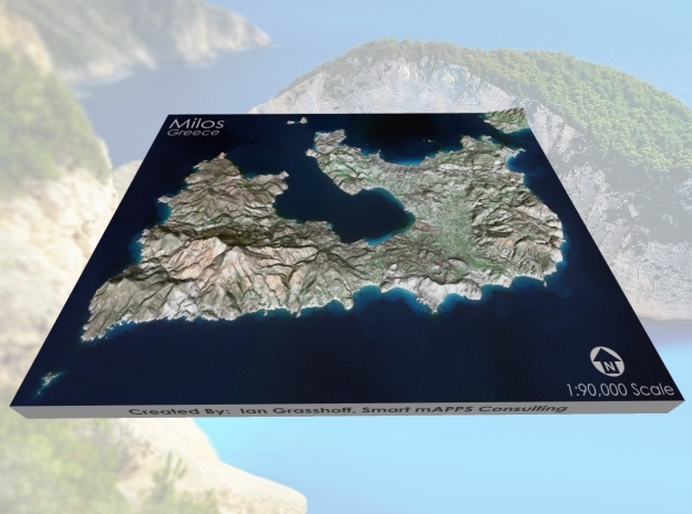 Milos/Melos, Greece Map: 8"x10" in Full Color Sandstone