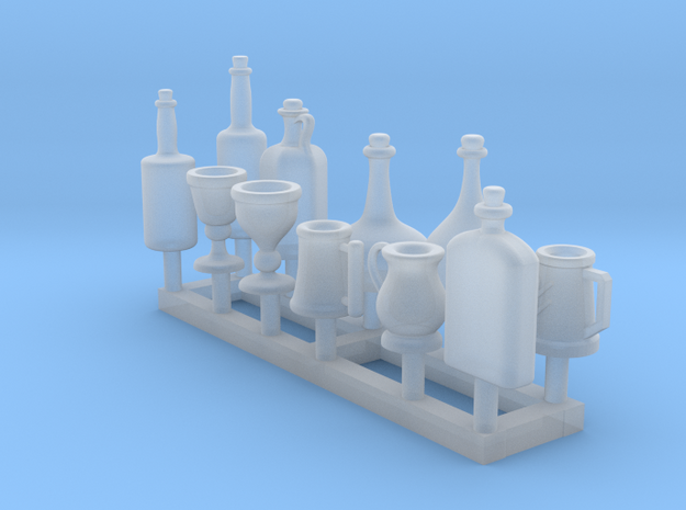 Medieval style tankards, wine bottles - 1/48 scale in Smooth Fine Detail Plastic