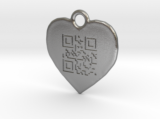 DRAW QR pendant - LOVE YOU in Natural Silver