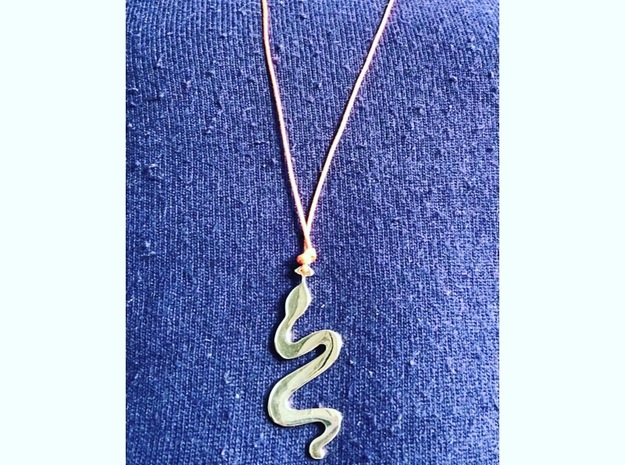 Rainbow Serpent Pendant in Polished Brass: Large