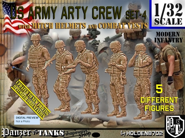 1/32 US Arty Crew Hot Weather Set4 in White Natural Versatile Plastic