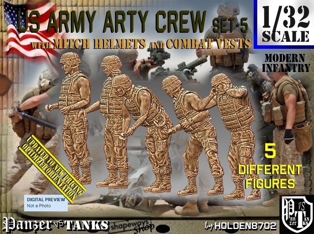 1/32 US Arty Crew Hot Weather Set5 in White Natural Versatile Plastic